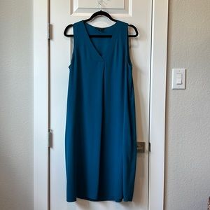 Eileen Fisher Silk V-Neck MIDI Dress Size S